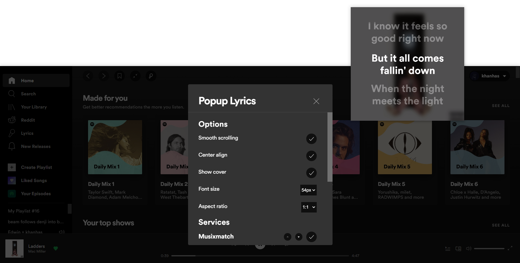 Pop-up Lyrics